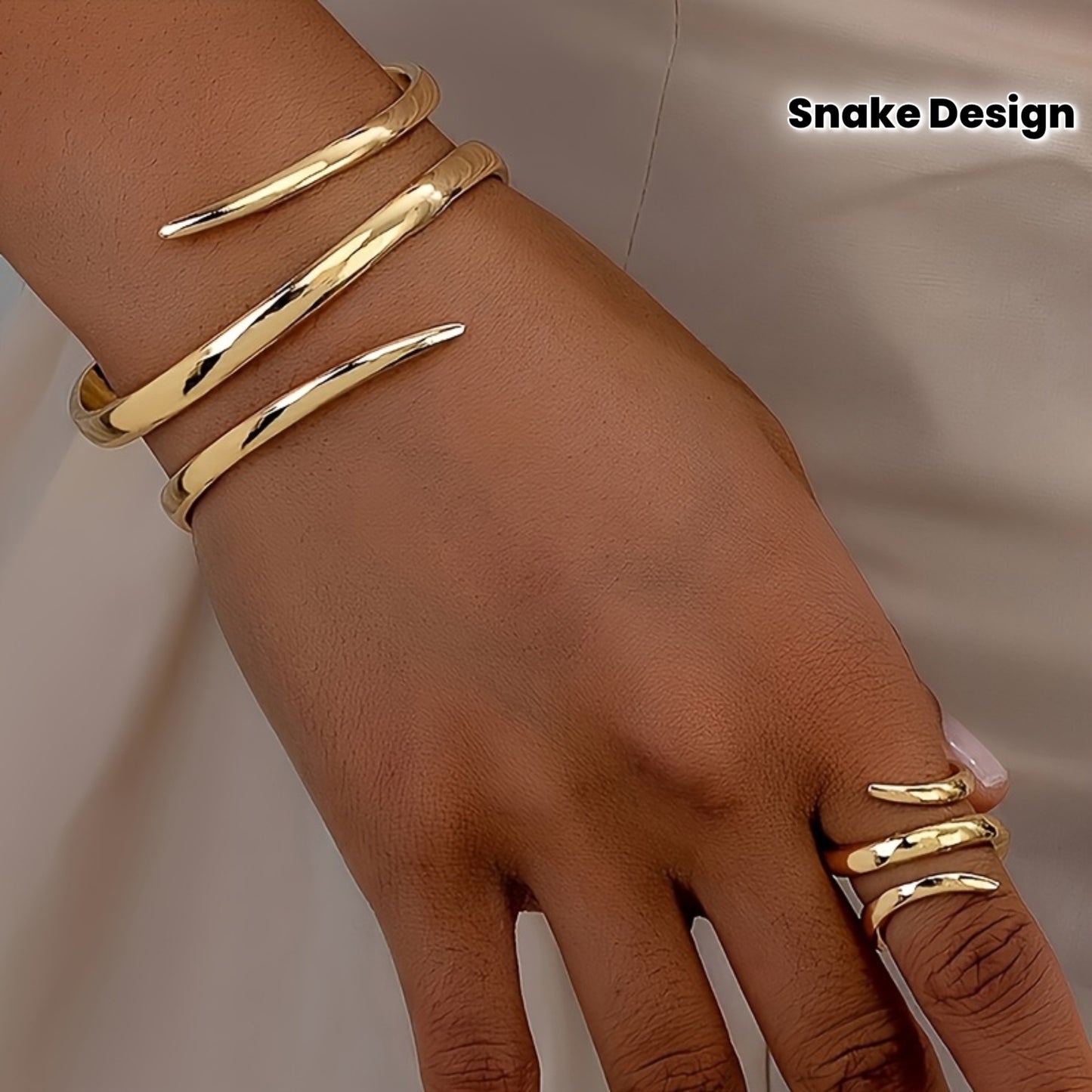 Snake Detail Bracelet & Ring Set