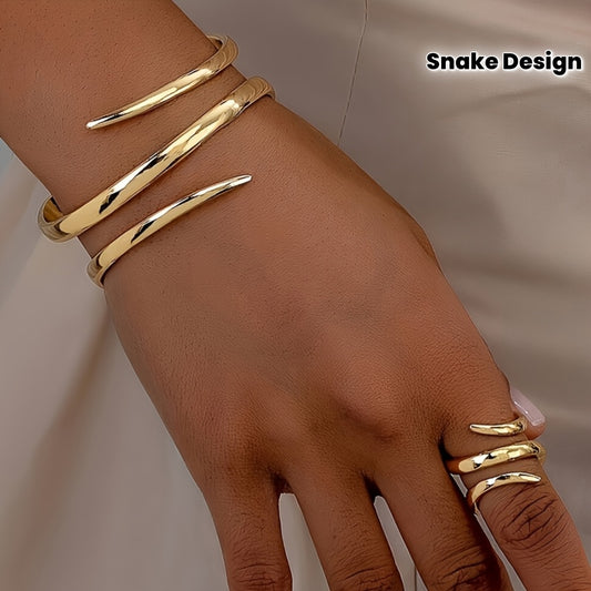 Snake Detail Bracelet & Ring Set