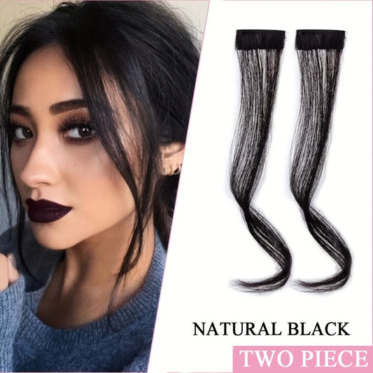 12 inch wavy clip-in side bangs hairpiece front view