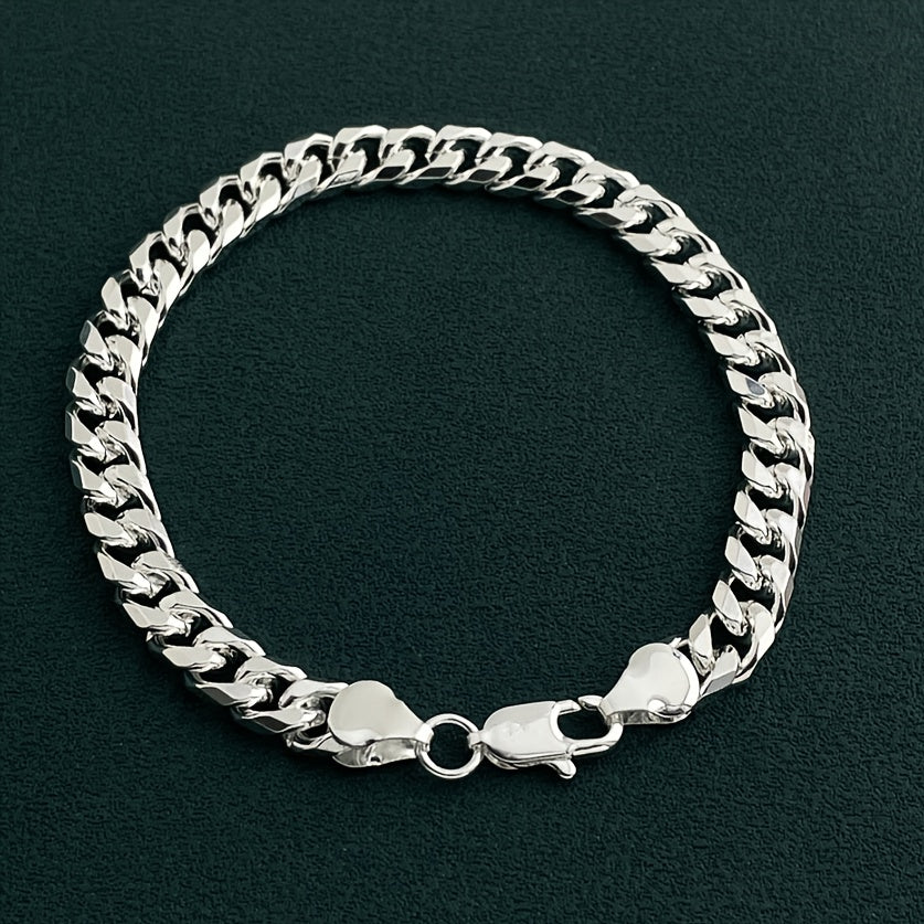 Silver-Tone Cuban Link Bracelet