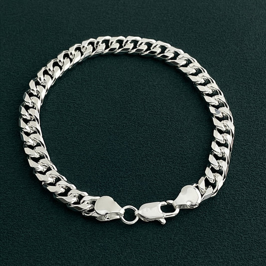 Silver-Tone Cuban Link Bracelet