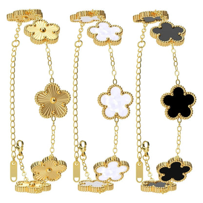Gold double sided flower bracelet