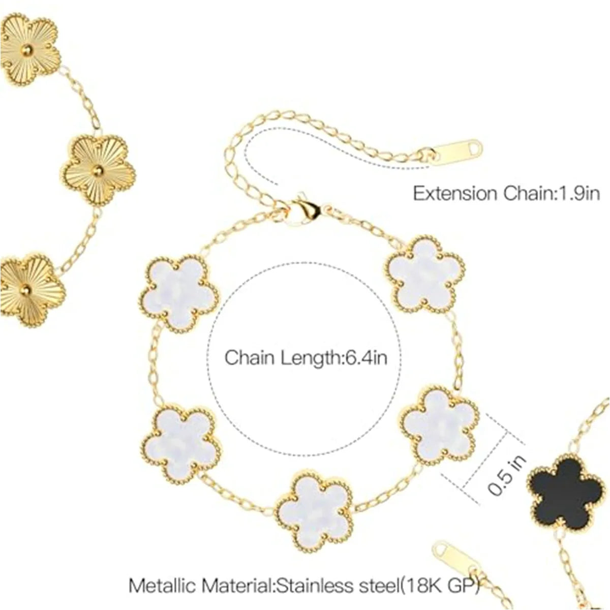 Gold double sided flower bracelet