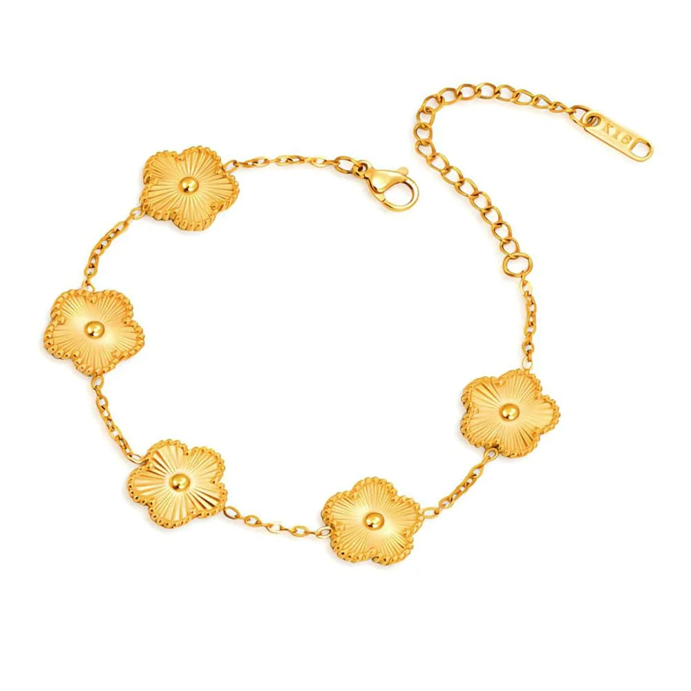 Gold double sided flower bracelet