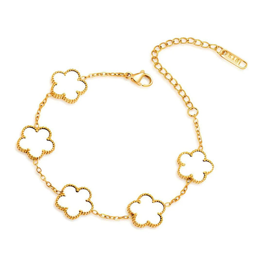 Gold double sided flower bracelet