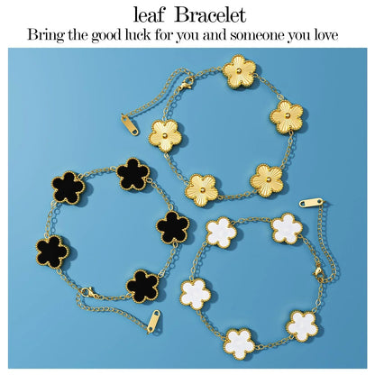 Gold double sided flower bracelet