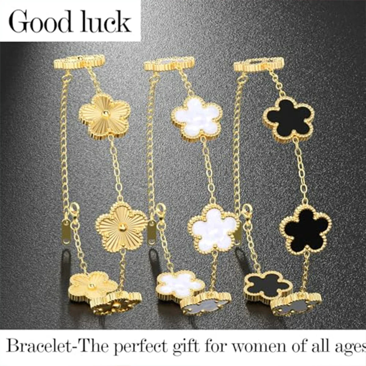Gold double sided flower bracelet