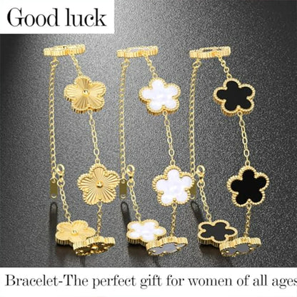 Gold double sided flower bracelet