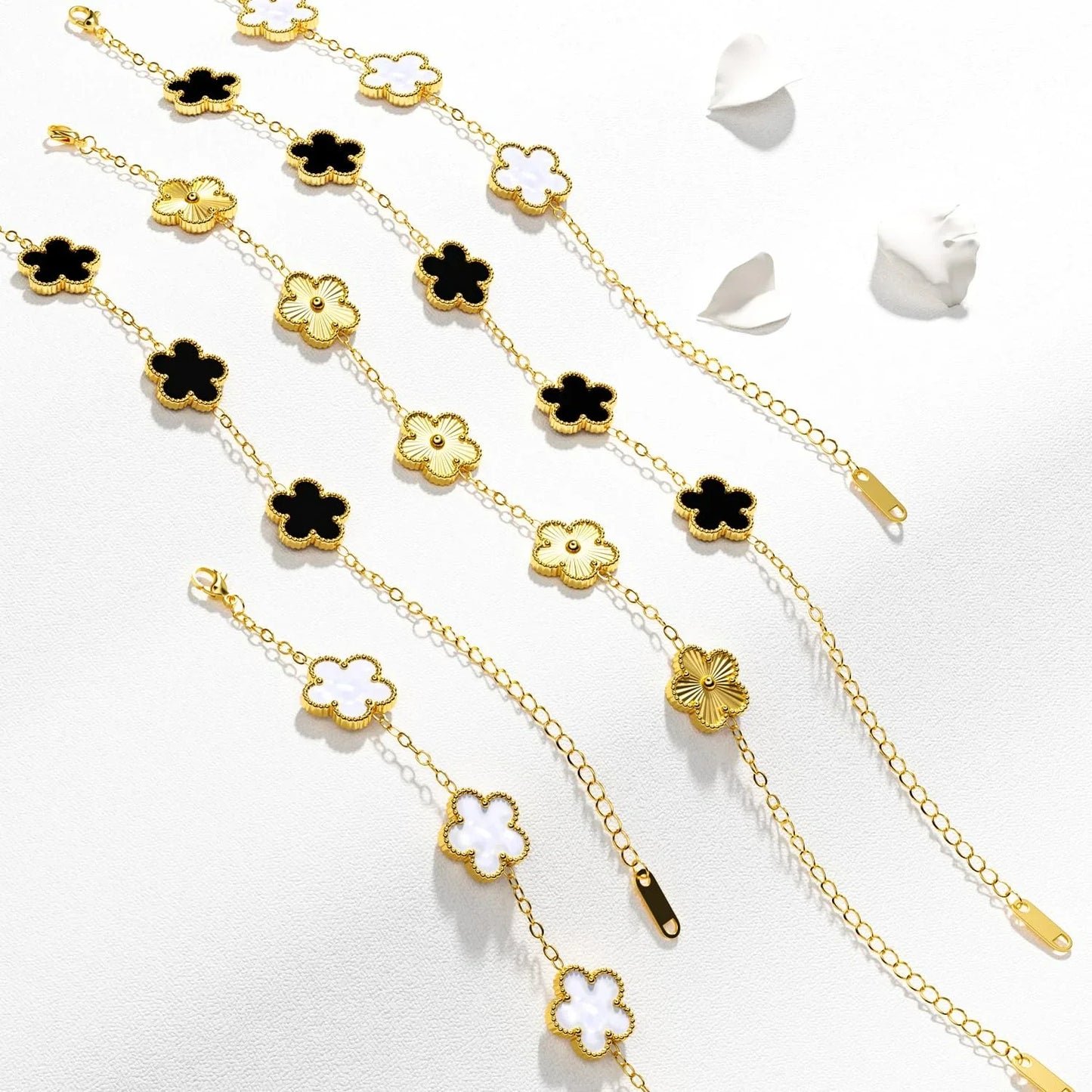 Gold double sided flower bracelet
