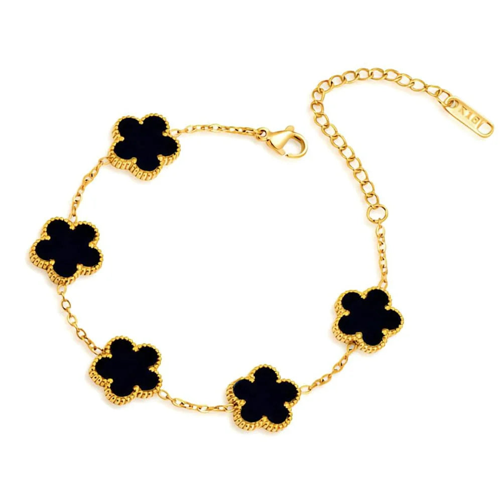 Gold double sided flower bracelet